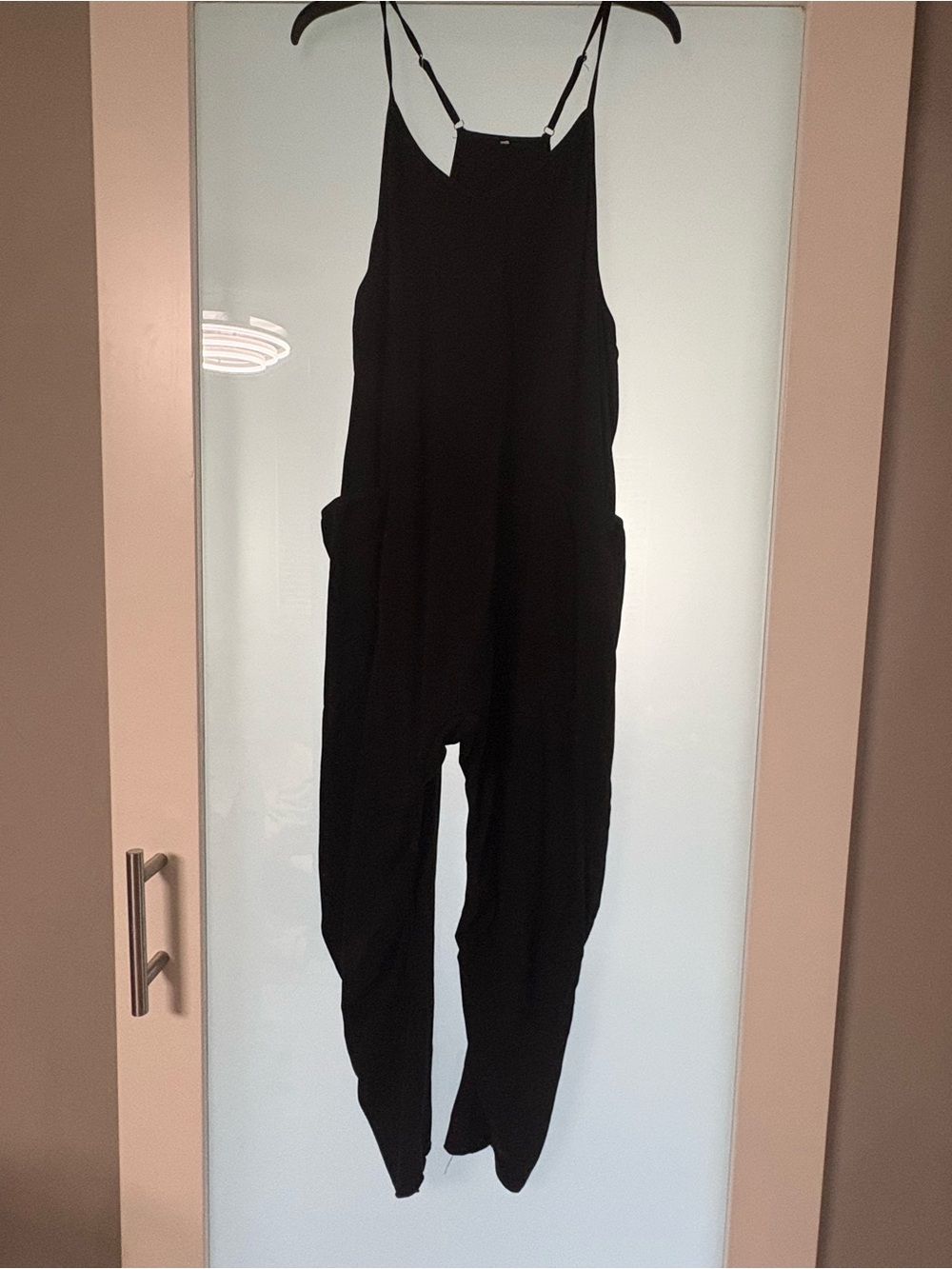 Black Women's Harem Jumpsuit with Pockets
